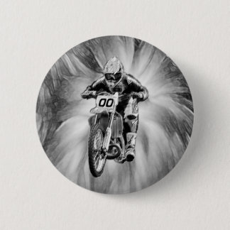 Dirt Bike Blasting Thru Black/White 6 Cm Round Badge