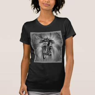 Dirt Bike Blasting Thru Black/White T-Shirt