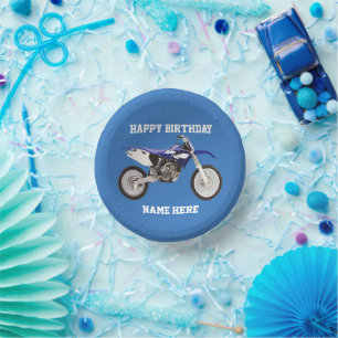 Dirt Bike Blue Birthday Sport Motorbike Party Kids Paper Plate