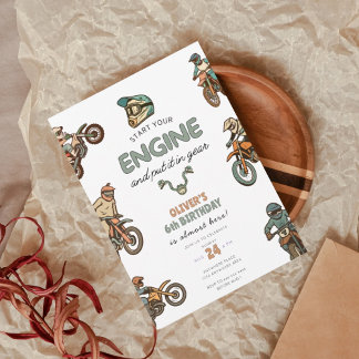 Dirt bike boy 6th birthday invitation