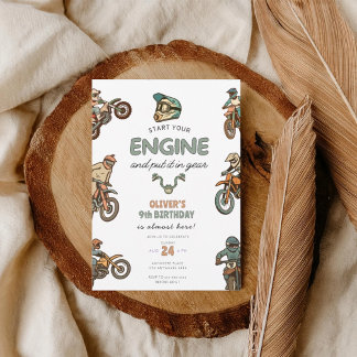 Dirt bike boy 9th birthday invitation