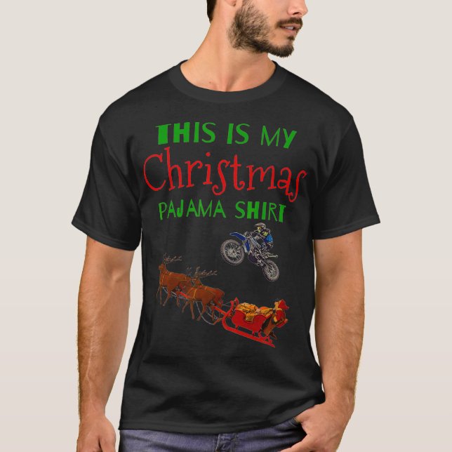 Dirt Bike Christmas Santa Motocross OffRoading gif T-Shirt (Front)