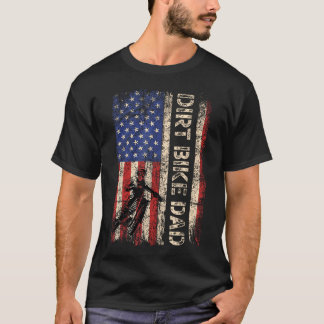 Dirt Bike Dad American Usa Flag Motocross Biker T-Shirt