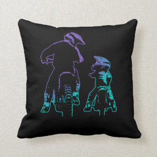 Dirt Bike Dad and Son Motocross Biking Cushion