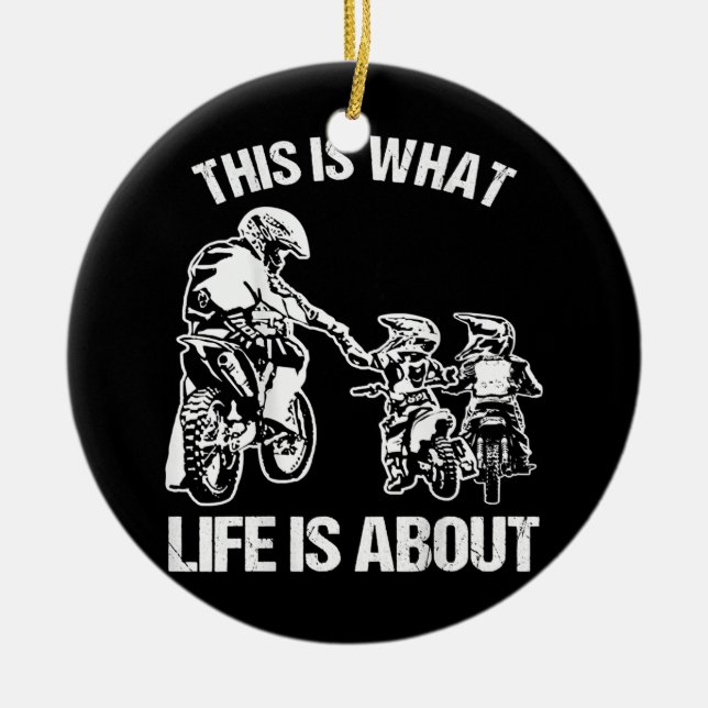Dirt Bike Dad Motocross Motorcycle FMX Biker Ceramic Tree Decoration (Front)