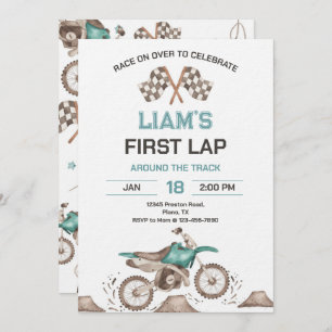 Dirt Bike First Lap Birthday Party Invitation