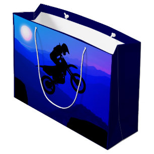 Dirt Bike Full Moon Night Ride Motocross  Large Gift Bag