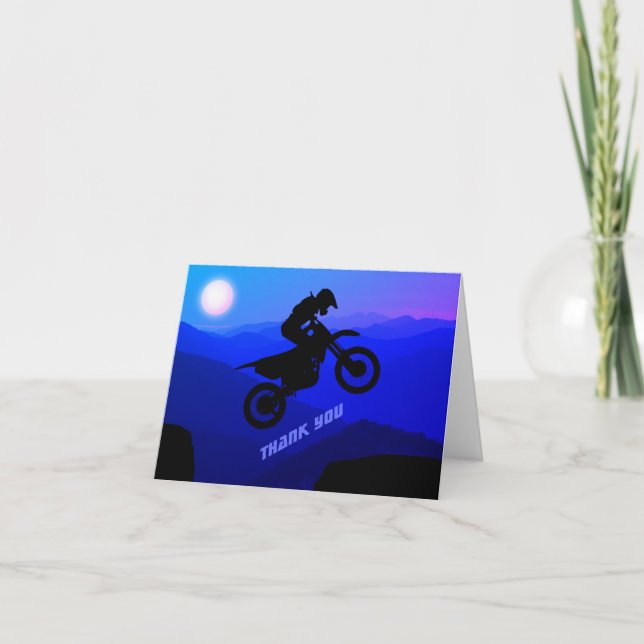 Dirt Bike Full Moon Night Ride Motocross Thank You Card (Front)