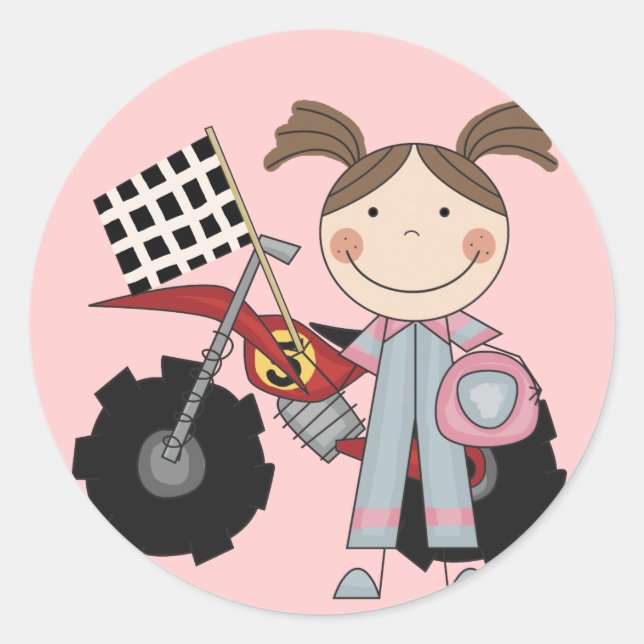 Dirt Bike - Girl T-shirts and Gifts Classic Round Sticker (Front)