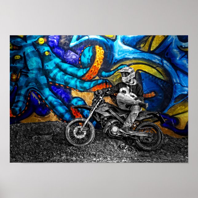 Dirt Bike Graffiti Urban Street Art Poster (Front)