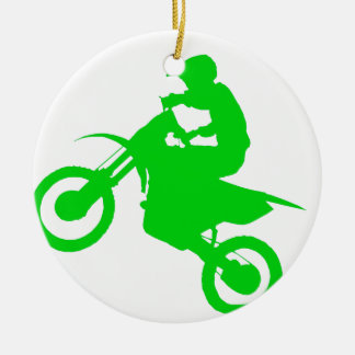 DIRT BIKE (green) Ceramic Tree Decoration