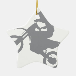 DIRT BIKE (grey) Ceramic Tree Decoration