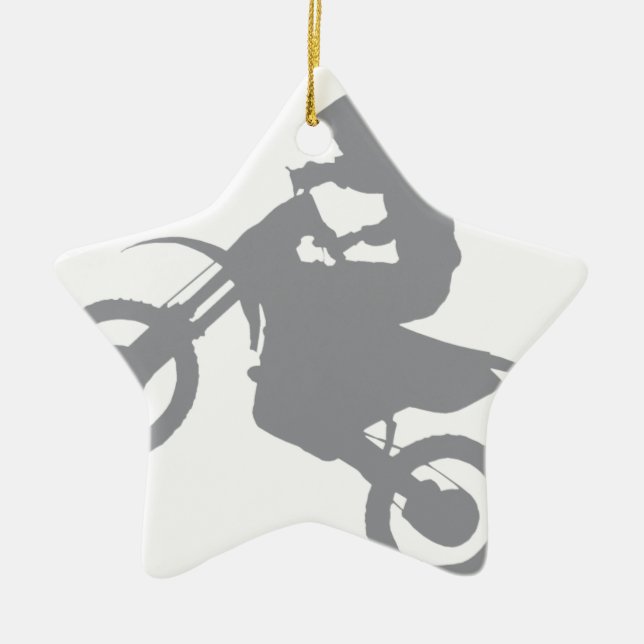 DIRT BIKE (grey) Ceramic Tree Decoration (Front)