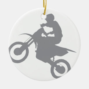 DIRT BIKE (grey) Ceramic Tree Decoration