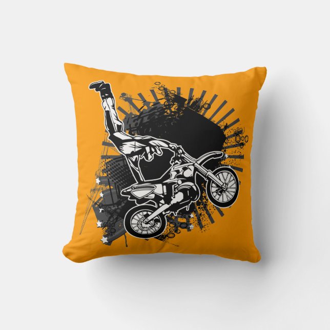Dirt Bike Grunge Jumper Decorative Pillow (Front)