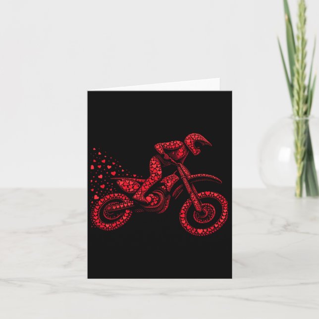 Dirt Bike Heart Biker Boys Womens Mens Valentine D Card (Front)
