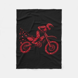 Dirt Bike Heart Biker Boys Womens Mens Valentine D Fleece Blanket