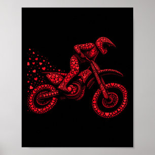 Dirt Bike Heart Biker Boys Womens Mens Valentine D Poster