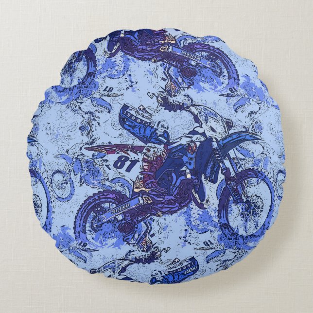 Dirt-Bike Heaven - Motocross Racers   Round Cushion (Front)