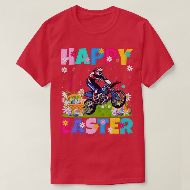 Dirt Bike Lover Happy Easter Bunny Dirt Bike Easte T-Shirt (Design Front)