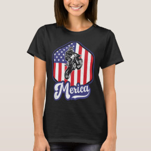 Dirt Bike & Merica Flag 4Th July For Boys T-Shirt
