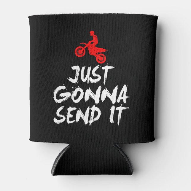 Dirt Bike Motocross a rider racer Can Cooler (Front)