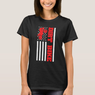 Dirt Bike Motocross American Flag Biker 4th Of Jul T-Shirt