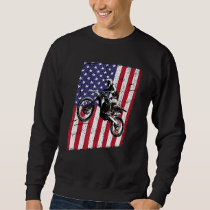 Dirt Bike Motocross & American Flag Tee Distressed