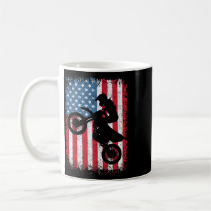 Dirt Bike Motocross Biker American Flag 4th Of Jul Coffee Mug
