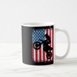 Dirt Bike Motocross Biker American Flag 4th Of Jul Coffee Mug