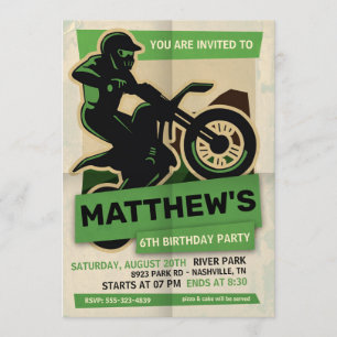 Dirt Bike Motocross Birthday Party Invitation