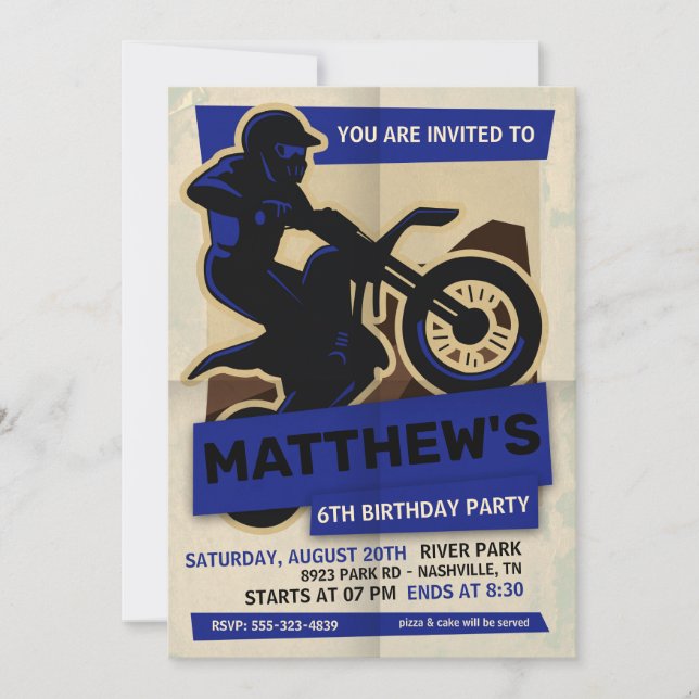 Dirt Bike Motocross Birthday Party Invitation (Front)