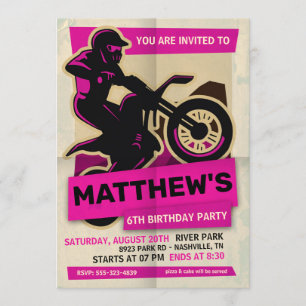 Dirt Bike Motocross Birthday Party Invitation