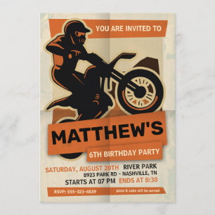 Dirt Bike Motocross Birthday Party Invitation