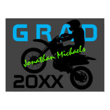 Dirt Bike Motocross Blue Green Grey Graduation