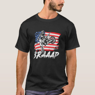 Dirt Bike & Motocross, Braaap, US Flag Biker T-Shirt