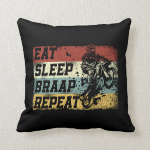 Dirt Bike Motocross Eat Sleep Braap Repeat Vintage Cushion