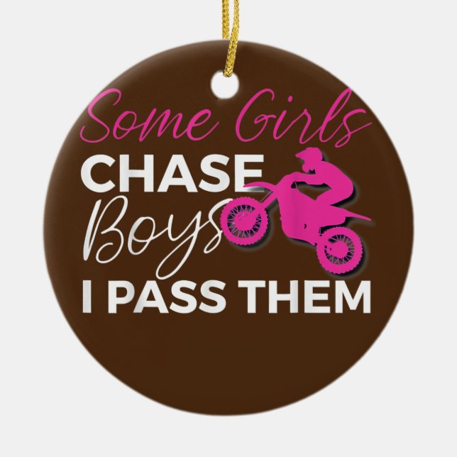 Dirt Bike Motocross Girl  Ceramic Tree Decoration (Front)