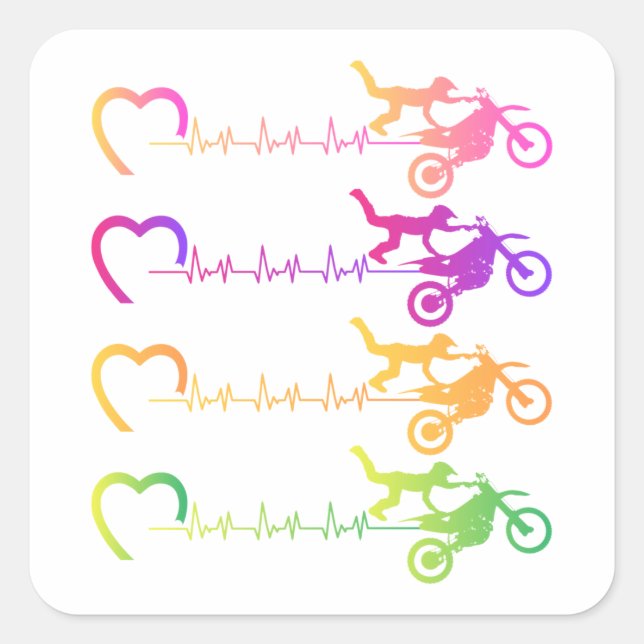 Dirt Bike Motocross Heartbeat Baby Bodysuit Square Sticker (Front)