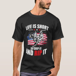 Dirt Bike & Motocross, Life Is Short, US Flag Bike T-Shirt