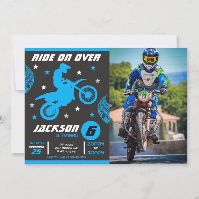 Dirt Bike Motocross Motorbike Boy Photo Birthday  Invitation (Front)