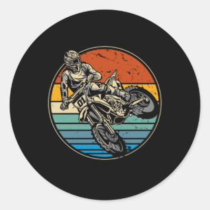 Dirt Bike Motocross Motorcycle Vintage Retro Classic Round Sticker