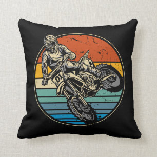 Dirt Bike Motocross Motorcycle Vintage Retro Cushion