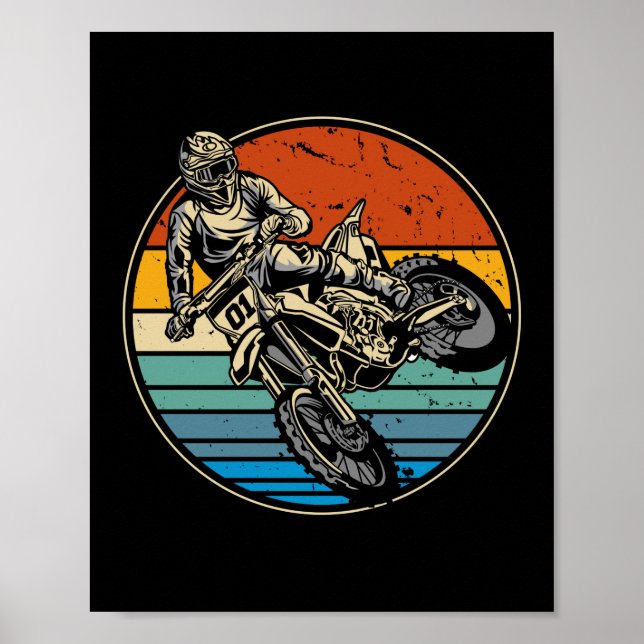 Dirt Bike Motocross Motorcycle Vintage Retro Poster (Front)