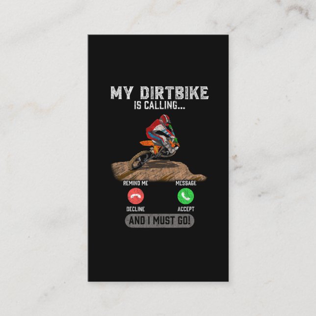 Dirt Bike Motocross Racing Motorbike addicted Business Card (Front)