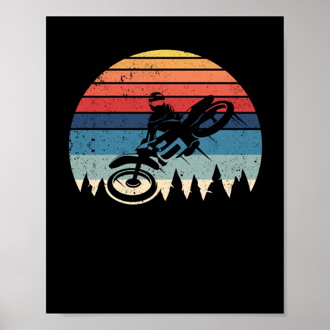Dirt Bike Motocross Retro Vintage Dirtbike Rider Poster (Front)