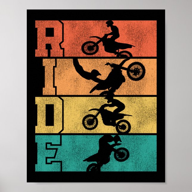 Dirt Bike Motocross Ride Vintage Retro Poster (Front)