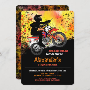 Dirt Bike/Motorbike Birthday Party Invitation
