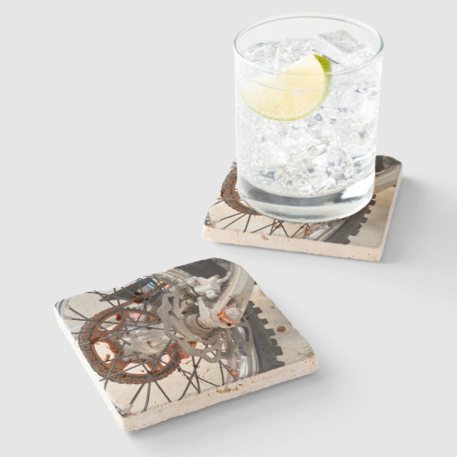 Dirt Bike Motorbike Wheel Cogs, Stone Coaster (Side)