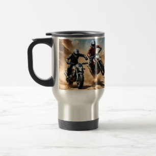 Dirt Bike Motorbikes Racing In The Desert, Travel Mug
